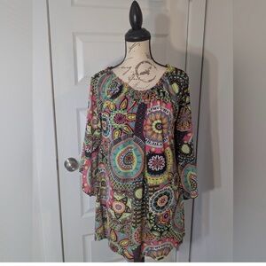 WinWin Multicolor Bohemian Tunic Top EUC